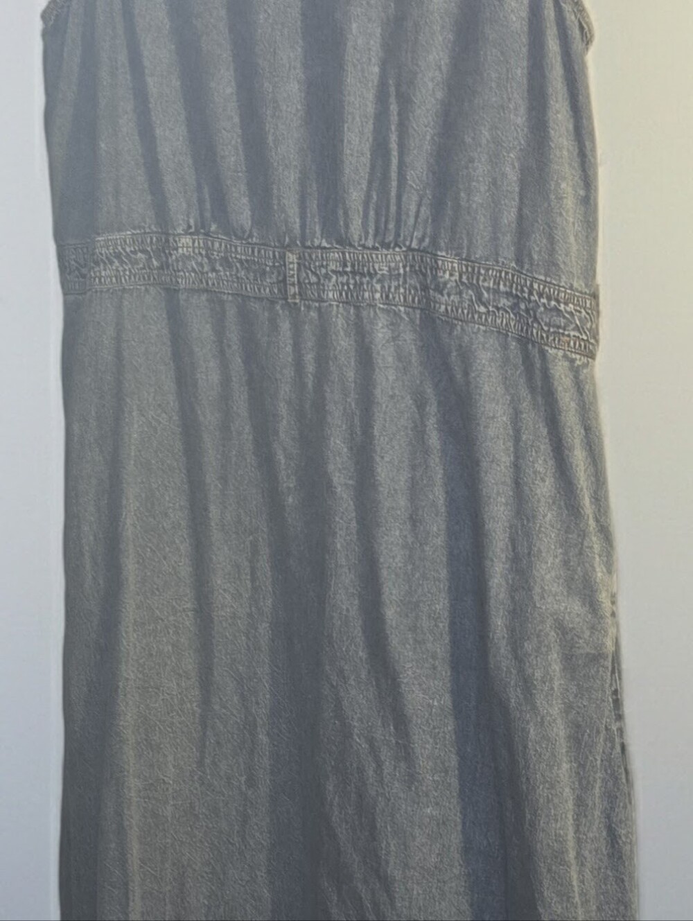 Sleeveless Denim Chambray Maxi Dress in Washed Blue ASHLEY STEWART SIZE 24 - Picture 4 of 4